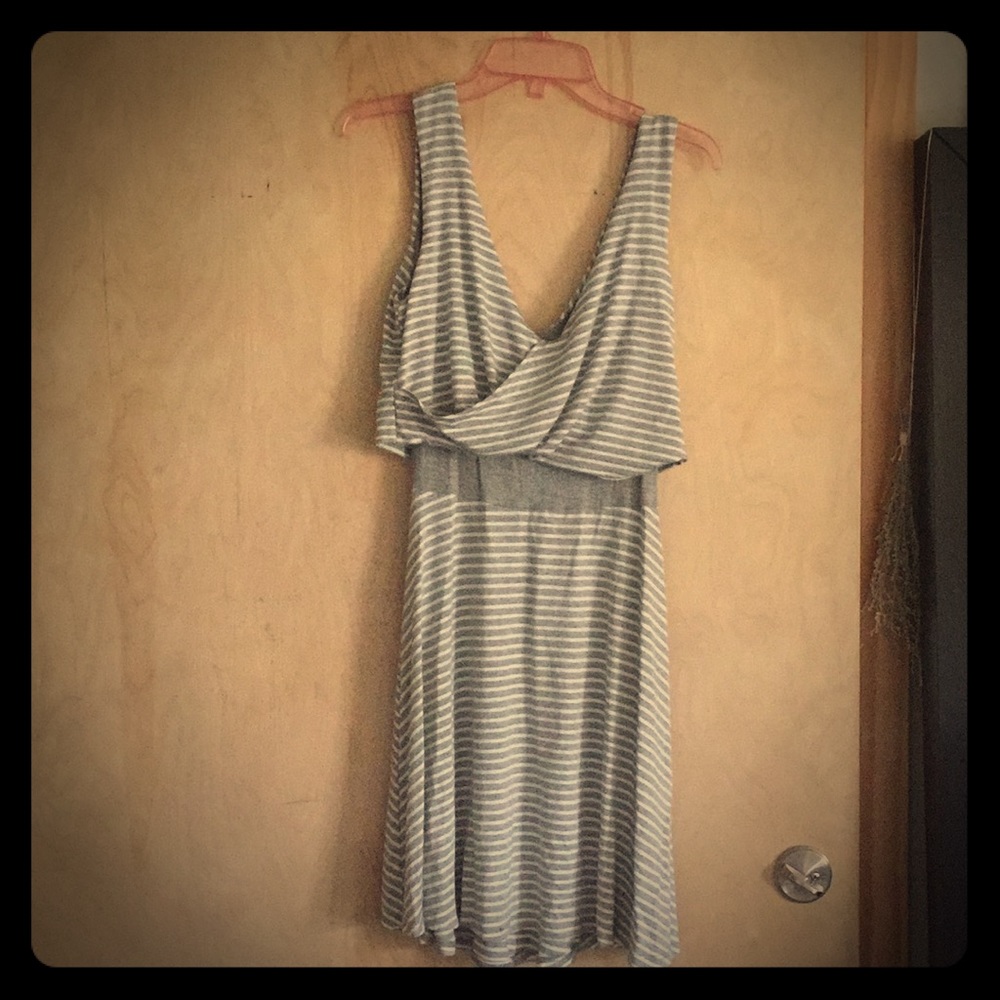 Grey and white striped dress